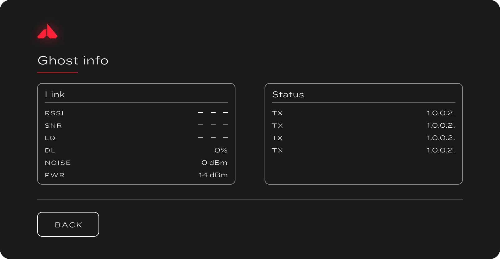 ORQA FPV.Ctrl App: Device Information and Settings
